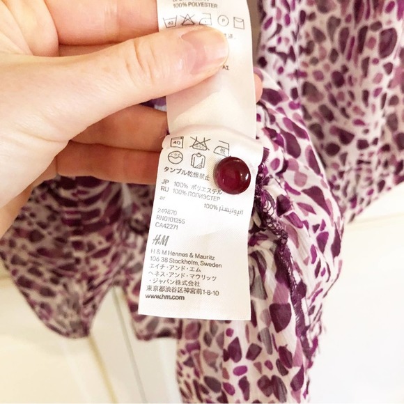 H&M Purple Animal Print Semi Sheer Blouse - Picture 8 of 8